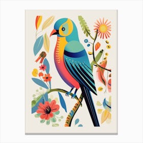 Colourful Scandi Bird Budgerigar 1 Canvas Print