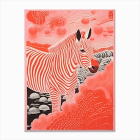 Red Pattern Zebra Canvas Print