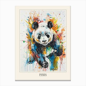 Panda Colourful Watercolour 4 Poster Canvas Print