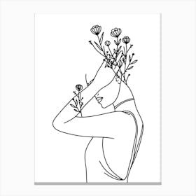 Flower Head line art Canvas Print