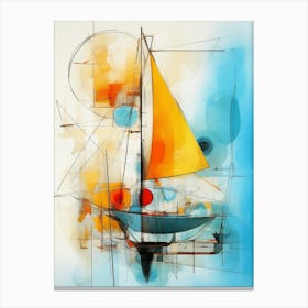 Sailboat 04 - Avant Garde Abstract Painting in Yellow, Red and Blue Color Palette in Modern Style Canvas Print