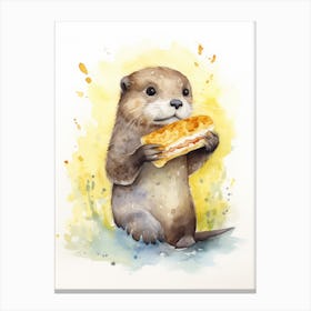 Otter Eating A Sandwich Canvas Print