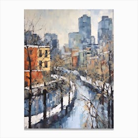 Winter City Park Painting High Line Park New York City 6 Canvas Print