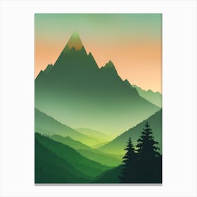 Misty Mountains Vertical Composition In Green Tone 47 Canvas Print