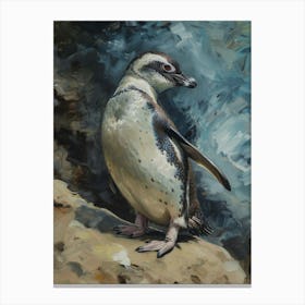 Adlie Penguin Dunedin Taiaroa Head Oil Painting 1 Canvas Print