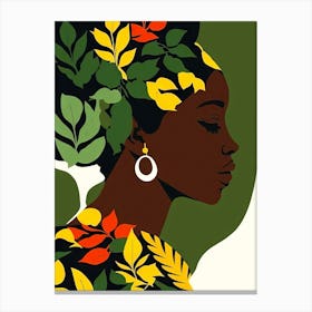 African Woman With Leaves Canvas Print