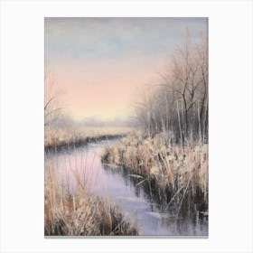 Dreamy Winter Painting The Broads England 2 Canvas Print