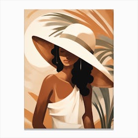 Woman In White Hat Canvas Print