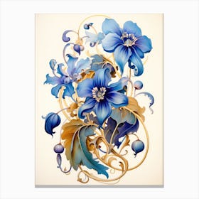 Blue Flowers On A White Background 1 Canvas Print