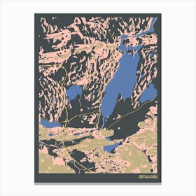 Ostallgäu Lake District Bavaria Germany Hillshade Topographic Map Canvas Print