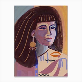 Woman Portrait With Ocre And Purple Canvas Print