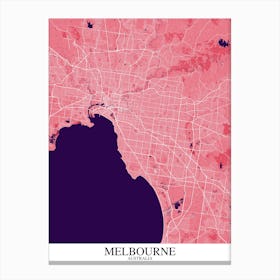 Melbourne Pink Purple Map Canvas Print