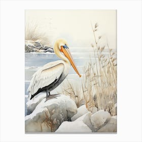 Winter Bird Painting Pelican 2 Canvas Print