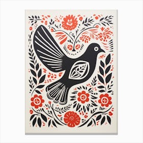 Vintage Bird Linocut Dove 1 Canvas Print