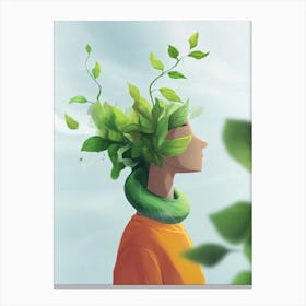 Man With Leaves On His Head 3 Canvas Print