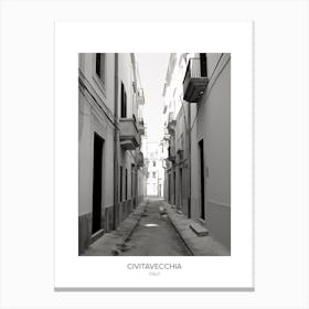 Poster Of Civitavecchia, Italy, Black And White Photo 3 Canvas Print