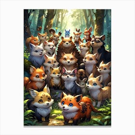 Foxes In The Forest 2 Canvas Print