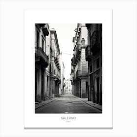 Poster Of Salerno, Italy, Black And White Photo 3 Canvas Print