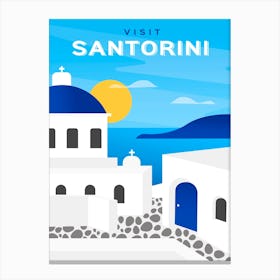 Greece, Santorini — Retro travel minimalist poster 2 Canvas Print