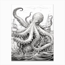 Octopus Detailed Drawing 5 Canvas Print