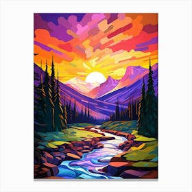 Mount Rainier National Park Retro Pop Art 2 Canvas Print