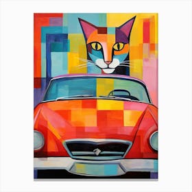 Cadillac El Dorado Vintage Car With A Cat, Matisse Style Painting 2 Canvas Print