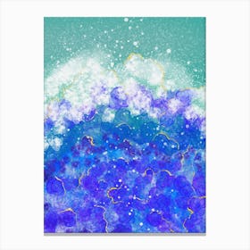 Ocean's Rhythm - Abstract Waves in Blue Canvas Print