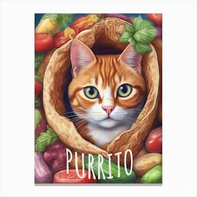 Purrito Animal Poster Pet art cute 1 Canvas Print