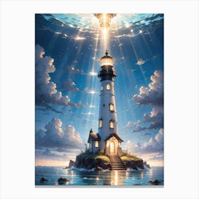 A Lighthouse In The Middle Of The Ocean 22 Canvas Print