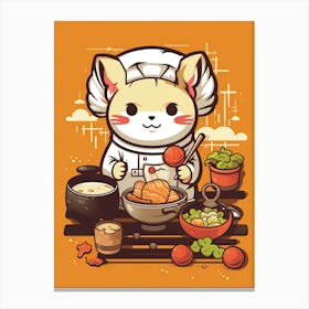 Kawaii Cat Drawings Cooking 1 Canvas Print