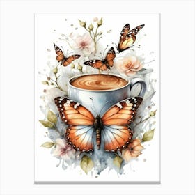 Coffee Cup With Butterflies 2 Canvas Print