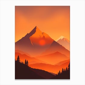 Misty Mountains Vertical Composition In Orange Tone 206 Canvas Print