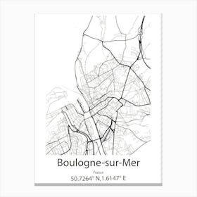 Boulogne Sur Mer,France Minimalist Map Canvas Print