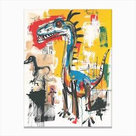 Abstract Dinosaur Yellow Painting Canvas Print