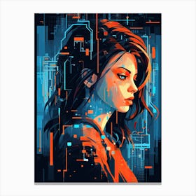 Cyber Girl, Cyberpunk art Canvas Print
