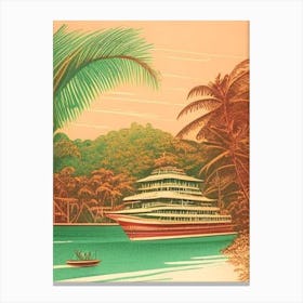 Mactan Island Philippines Vintage Sketch Tropical Destination Canvas Print
