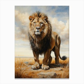 Lion on the Prowl Chalk Style Canvas Print