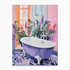 A Bathtube Full Lavender In A Bathroom 1 Canvas Print