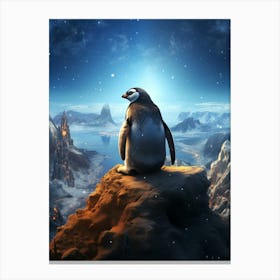 Penguin In The Snow 1 Canvas Print