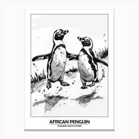 Penguins Chasing Eachother 2 Canvas Print