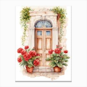 Dubrovnik, Croatia   Mediterranean Doors Watercolour Painting 2 Canvas Print