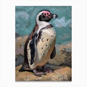 African Penguin Carcass Island Oil Painting 4 Canvas Print
