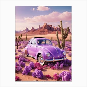 Purple Vw Beetle In Desert Canvas Print