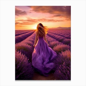 Lavender Field At Sunset 3 Canvas Print