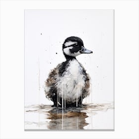 White Paint Drip Duckling Minimalist Canvas Print