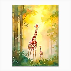 Giraffes In The Forest Canvas Print