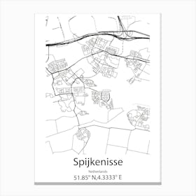 Spijkenisse,Netherlands Minimalist Map Canvas Print