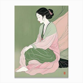 Calm Woman Portrait Art Print (6) Canvas Print