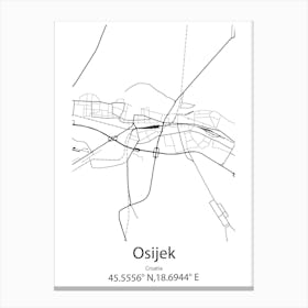 Osijek,Croatia Minimalist Map Canvas Print