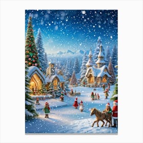 Winter Wonderland In Hyperrealist Style Featuring A Scene Of Delicate Vibrant Fairies Amidst A Sere Canvas Print